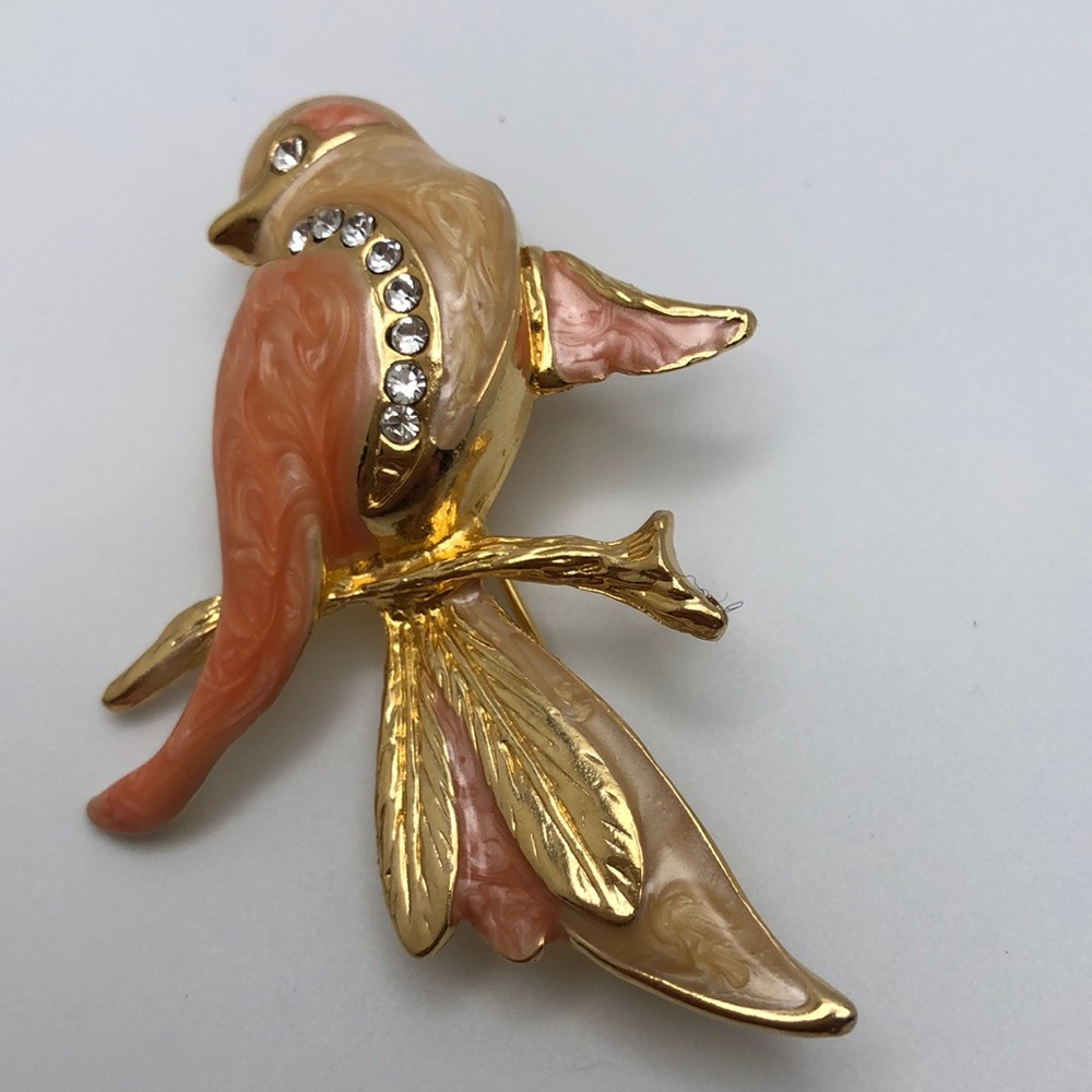 SIGNED Giovanni ENAMEL BIRD BROOCH PIN